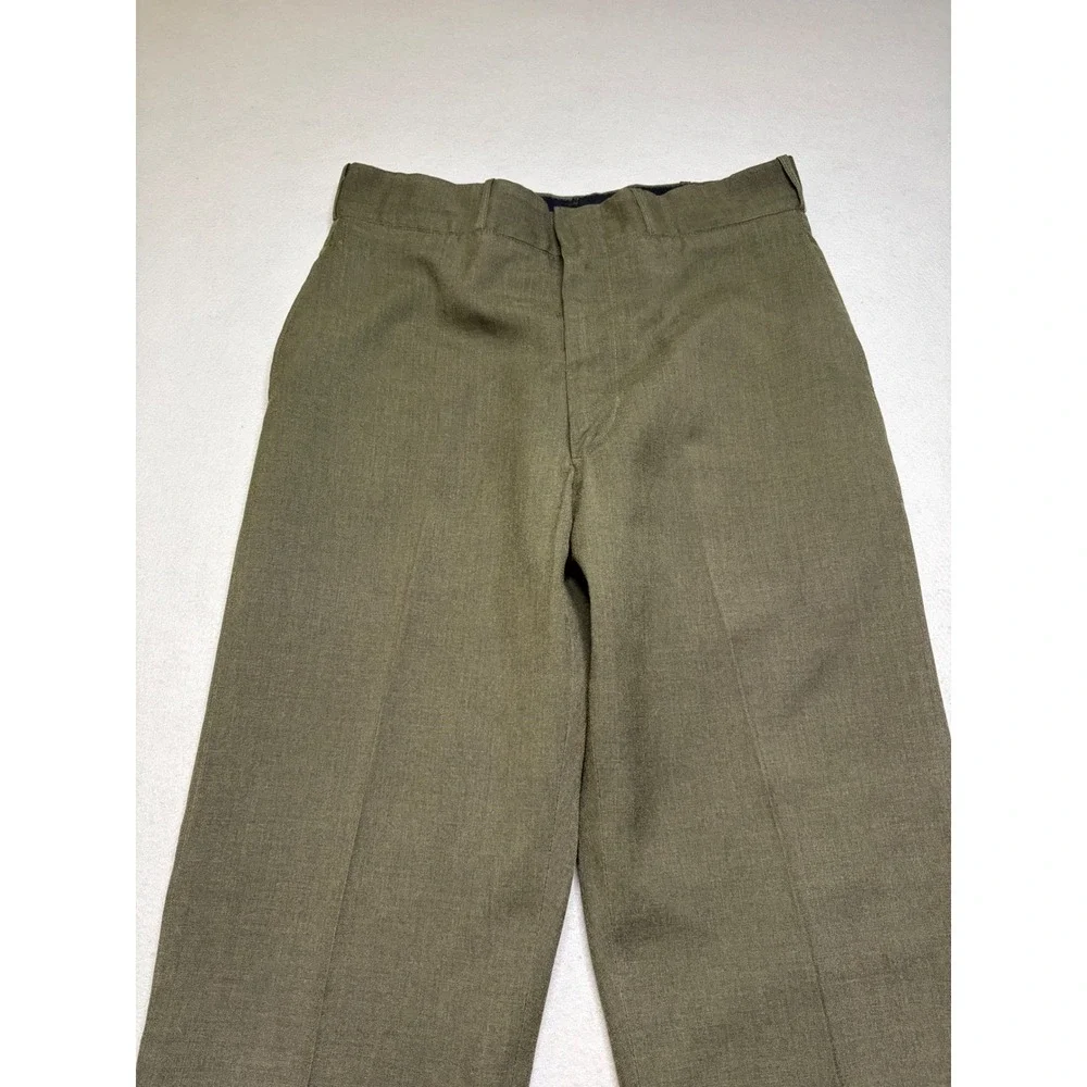 Vintage Military Trousers Mens 32X32‎ Olive Green 70s Durable Press Workwear